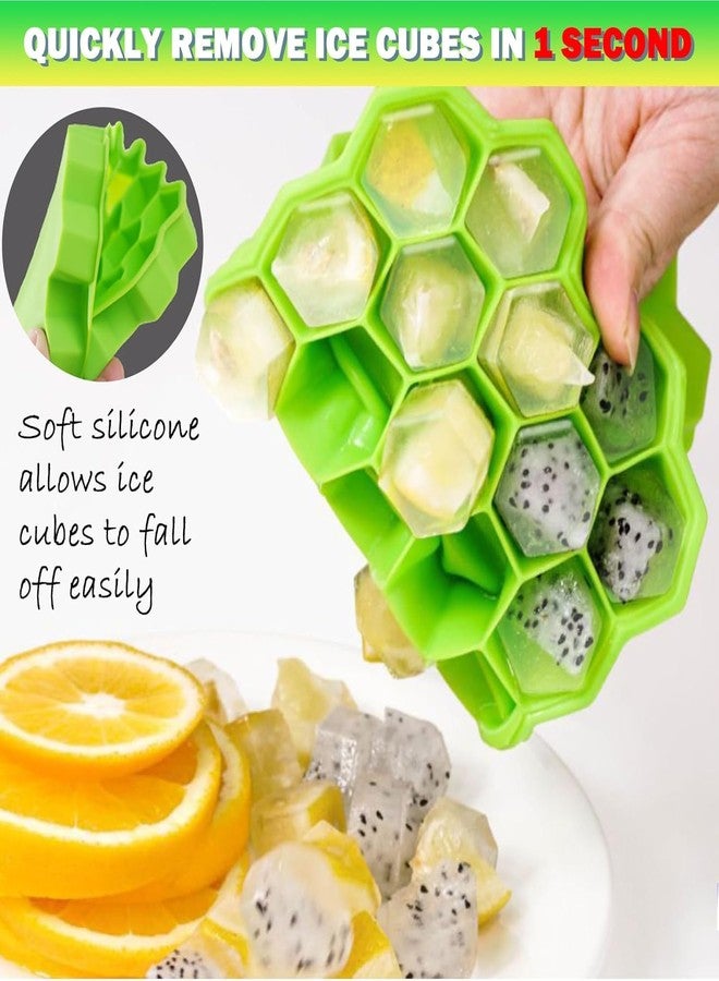 ساندرا قطعتان من قوالب مكعبات الثلج للفريزر، عبوة من قطعتين من قوالب مكعبات الثلج مع غطاء، قالب ثلج سيليكون مع غطاء - 37 خانة، سهل الفك وقابل لإعادة الاستخدام، 74 قطعة من مكعبات الثلج الصغيرة للقهوة المثلجة والكوكتيل والويسكي والشوكولاتة والحساء والطعام (2) - Image 3